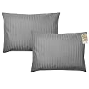 ZPECC Toddler Pillow with Pillowcase 2 Pack - 13x18 Organic Cotton Hypoallergenic Kids Pillow, Baby Essentials for Travel Crib Daycare Stroller (Intended for Age 2 and up) Grey Stripe