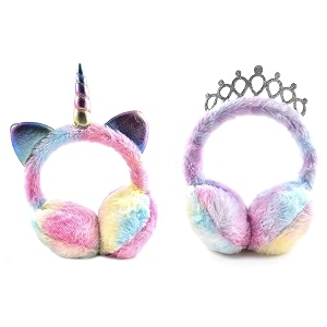 latest unicorn and crown style cute winter amp outdoor adjustable ear muffs tie dye for girls and women unicrown silver