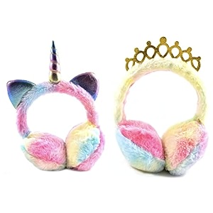 latest unicorn and crown style cute winter amp outdoor adjustable ear muffs tie dye for girls and women unicrown gold