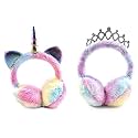 Latest Unicorn and Crown Style Cute Winter &amp; Outdoor Adjustable Ear Muffs Tie Dye for Girls and Women (UNI+CROWN SILVER)