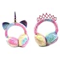 Latest Unicirn and Crown Style Cute Winter &amp; Outdoor Adjustable Ear Muffs Tie Dye for Girls and Women (UNI+CROWN PINK)