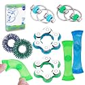 ZQFTZQ 8 Pcs Hand Fidget Toys for Adults Roller Bike Chain Figette Spinners Flippy Chain Mesh Marble and Spiky Sensory Rings Desk Silent Figits Toys for Teens Anxiety and Stress Relief Easter Toys