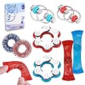 ZQFTZQ Marble Mesh Fidget Toys Set - 8 Pcs Sensory Fidget Toys for Adults Anti Stress Flippy Bike Chain Acupressure Rings Metal Fidget Toy for Teens Boys &Girls ADHD Easter Toys Stocking Stuffers
