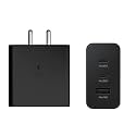 65W 3 Port Type C Wall Charger Adapter for Sam Sung S24 Ultra/S24 Plus/S24/S23 Fe/S22/S21 Fe/A55/A35 USB C Block for 15 Pro max and Laptop Charging Support 65-Watt, Black(ZA42)