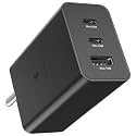 65W 3-Port Type C and Type A Super Fast Charging Wall Charger, GaN Trio Adapter for Sam sung Galaxy S23 Ultra/S23/S23+/S22 /S21 Fe 5G/S20 Ultra/Z Fold 5/4/3/ Z Flip Earbuds/laptops (ZA225)