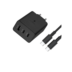 65w trio multi port super fast charging adapter with type c to type c cable compatible with sam sung s20 pluss21 fe 5gs22s23s23 fes23 ultraf54 5ga54 5g adapter and cable za9