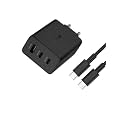 65W (Trio) Multi Port Super Fast Charging Adapter with Type C to Type C Cable Compatible with Sam Sung S20 Plus/S21 FE 5G/S22/S23/S23 FE/S23 Ultra/F54 5G/A54 5G (Adapter and Cable) (ZA9)