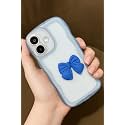 ZR015 for iPhone 16 Plus Back Case Cover | Wave Edge Bow Slim Fit | Camera Protection | Shockproof TPU Case - Blue