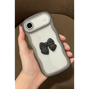 zr015 for iphone 17 air back case cover  wave edge bow slim fit  camera protection  shockproof tpu case - black