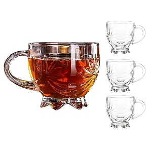 premium glass coffee mug tea cups set of 4-150ml transparent glass cups set for tea coffee green tea herbal tea lemon tea milk cup hotcold drinks cups flower cup 150 ml 4
