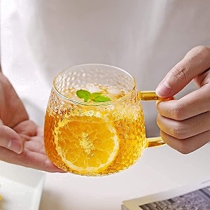 tea and coffee cup glass mugset of 2 410ml used for coffee green tea lemon tea cup with handle goldenlemon cup 2
