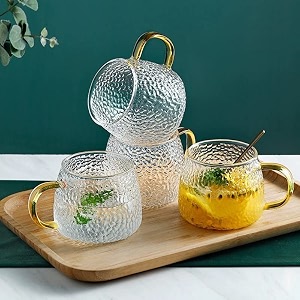 mug with golden handle-440 ml glass cup for coffeeteamilkgreen tealemon glasslemon cup 4