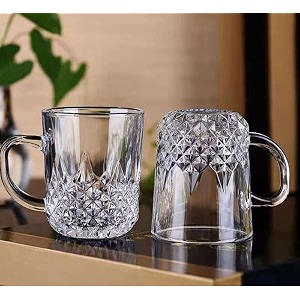 premium glass coffee mug tea cups set of 2-220 ml transparent glass cups set for coffee green tea herbal tea lemon tea milk cup elegant cup 220 ml 2