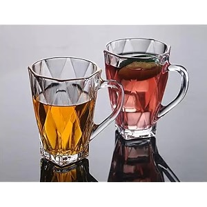 premium glass coffee mug and tea cups set - transparent 150 ml for hotcold drinks vintage cup 2