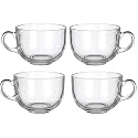 Premium Glass Coffee Mug Tea Cups, Transparent, Glass Cups Set for Coffee, Green Tea, Herbal Tea, Lemon Tea, Milk Cup, Hot/Cold Drinks Cups (Round Cup, 4)