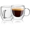 Premium Glass Coffee Mug and Tea Cup Set, Transparent, for Hot/Cold Drinks (250 ML, 2-Pack)