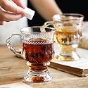 Glass Tea Cup Coffee Mugs with Handle Set of 2, 150ml Clear Drinking Cups for Cold Coffee, Lemon Tea, Milk,Cappuccino, Hot &amp; Cold Beverage (RAJWAD Cup, 2)