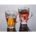Premium Glass Coffee Mug and Tea Cups Set - Transparent, 150 Ml, for Hot/Cold Drinks (Vintage Cup, 2)