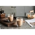 Double Wall Insulated Glass Coffee Mugs with Handle 350 Ml Set of 6, Everyday Drinking Tea Cups Perfect for Latte, Espresso, Cappuccinos, Tea Bag, Hot &amp; Cold Beverage (350 ML Cups, 6)