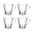 Premium Glass Coffee Mug Tea Cups Set of 4-180 ML, Transparent, Glass Cups Set for Coffee, Green Tea, Herbal Tea, Lemon Tea, Milk Cup, Hot/Cold Drinks Cups (Vintage Cup 180 ML, 4)