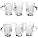 Premium Glass Coffee Mug Tea Cups 200 ML, Transparent, Glass Cups Set for Coffee, Green Tea, Herbal Tea, Lemon Tea, Milk Cup, Hot/Cold Drinks Cups (Lotus Cup 200 ML, 6)