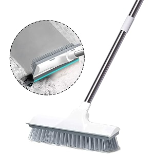 zsigns bathroom cleaning brush with wiper 2 in 1 tiles cleaning brush floor scrub bathroom brush with long handle 120 rotate bathroom floor cleaning brush home kitchen cleaning tiles cleaner white