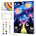 ZTOTZ Framed Paint by Numbers with Black Cats,Cute Animals Canvas 8x12in