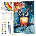 ZTOTZ Owl Paint by Numbers for Kids Beginner,Easy Animals Framed Paints by Numbers Canvas-8x12 Inch, Oil Paint by Number for Teens for Home Decor with Gift Box