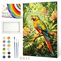 ZTOTZ Paint by Numbers Bird with Framed,Jungle Macaw Paint by Number Kit for Adults, 8x12 Mini Adult Paint by Numbers on Canvas for Home Decor (Tropical Parrot)