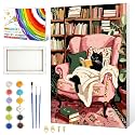 ZTOTZ Paint by Numbers with Black Cats, Framed Paint by Numbers Kit for Adults, 8x12 Relaxing Painting Kit for Home Wall Decor