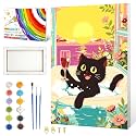 ZTOTZ Paint by Numbers Cats with Framed,Paint by Numbers Animals for Adults,Small Paint- by -Numbers Kits for Senior,Wall Art Decor 8x12inch (Holiday Kitten)