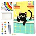 ZTOTZ Paint by Numbers Kit for Adults Framed,Smoking Cats Paint by Number Canvas 8x12,Easy Animal Paint by Numbers for Teens Beginner Home Wall Decor