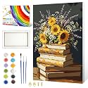ZTOTZ Paint by Numbers Kits for Adults, Vintage Book Paint by Number Framed Canvas 8x12 inch, Easy Flower Paintwork for Teens Senior