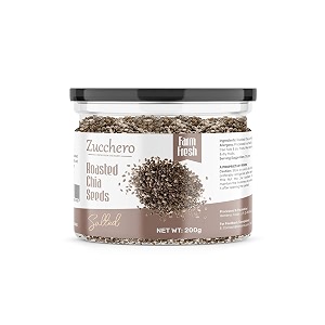 zucchero roasted chia seed lightly salted 200g - tiny powerhouse  omega-3  weight-loss dry roasting  oil-free slow baked seeds