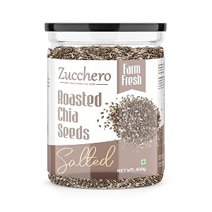 zucchero roasted chia seed lightly salted 400g - tiny powerhouse  omega-3  weight-loss dry roasting  oil-free slow baked seeds