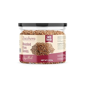 zucchero roasted flaxseed unsalted 200g - omega-3  super food  nutty flavour dry roasting  oil-free slow baked seeds