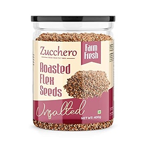 zucchero roasted flaxseed unsalted 400g - omega-3  super food  nutty flavour dry roasting  oil-free slow baked seeds