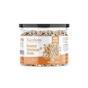 zucchero roasted premium sunflower seed salted 200g - flavorful  healthy fat  dry roasting  oil-free slow baked seeds