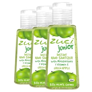 zuci junior green apple scented hand sanitizer  for instant germ protection  alcohol gel-based  travel-friendly  for kids - 100ml