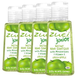 zuci junior green apple scented hand sanitizer  for instant germ protection  alcohol gel-based  travel-friendly  for kids - 100ml