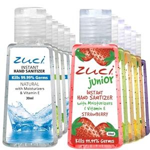 zuci pocket size hand sanitizer  instant germ protection  alcohol gel-based  travel-friendly  for entire family - kids amp adults - 30ml pack of 72