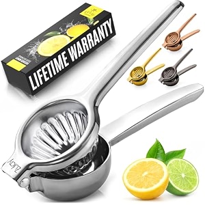zulay kitchen large manual stainless steel solid metal citrus press juicer and lime squeezer