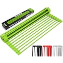 Zulay Kitchen Large Roll Up Dish Drying Rack - Heavy Duty Silicone Wrapped Steel Rods Over Sink Dish Drying Rack - Versatile Roll Up Sink Drying Rack & Trivet - Green,20.5 inches x 13 inches