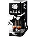 Zulay Kitchen Magia Compact Espresso Machine – 20 Bar Coffee Maker with Milk Frother Steam Wand, Latte &amp; Cappuccino Maker, 1350W Fast Heating, 40oz Removable Water Tank, Stainless Steel – Black