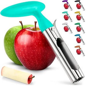zulay premium apple corer - easy to use durable apple corer remover for pears bell peppers fuji honeycrisp gala and pink lady apples - stainless steel best kitchen gadgets cupcake corer - black
