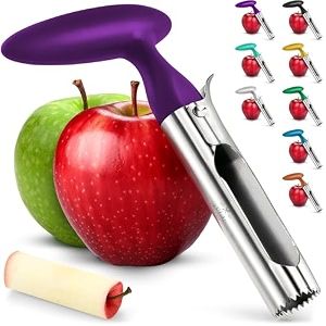 zulay premium apple corer - easy to use durable apple corer remover for pears bell peppers fuji honeycrisp gala and pink lady apples - stainless steel best kitchen gadgets cupcake corer - black