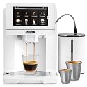 Zulay Magia Super Automatic Espresso Maker Machine with Grinder - 19 Fully Customizable Coffee Options, Auto Cleaning, Milk Foam System - for Latte, Cappuccino - Ultra LUX - White (13.7x17.7x9.4)