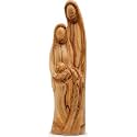 Zuluf Large 10 Inch Olive Wood Holy Family Statue from Bethlehem, Hand Carved Faceless Nativity of Mary Joseph and Baby Jesus, Catholic Christmas Altar Centerpiece, Holy Land Christian Home Decor Gift