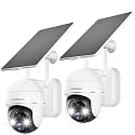 ZUMIMALL 2K Solar Security Cameras Wireless Outdoor 2-Pack, Solar Powered Cameras for Home Security with 360° View, Color Night Vision, 2-Way Talk, AI Motion Alert, Siren, CloudEdge App Supported