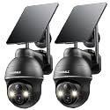 ZUMIMALL 2K Solar Security Cameras Wireless Outdoor 2-Pack, Solar Powered Cameras for Home Security with 360° View, Color Night Vision, 2-Way Talk, AI Alert, Siren, CloudEdge App, Black